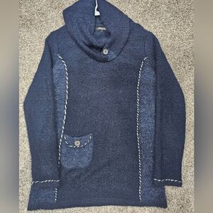 Papa Vancouver Navy Cowl Neck Sweater with Pocket
